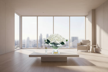 ** NEW ** Luxury Centrepiece -French Rose Bouquet in Ivory White & Gold badge - CPL01